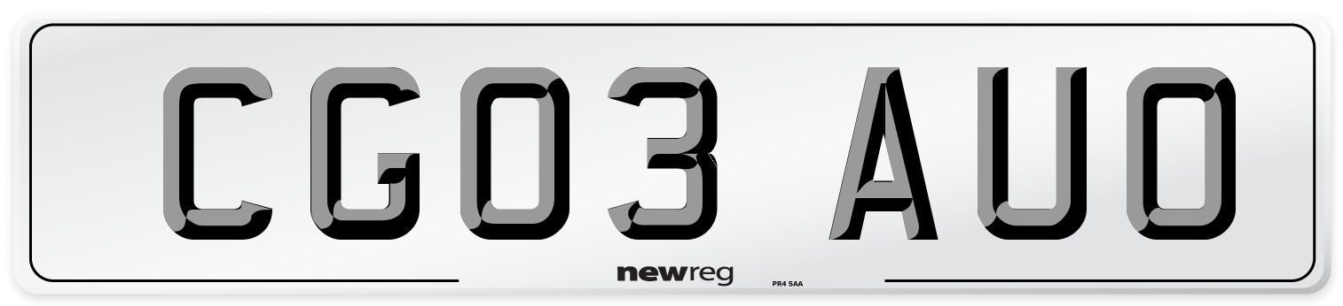 CG03 AUO Number Plate from New Reg